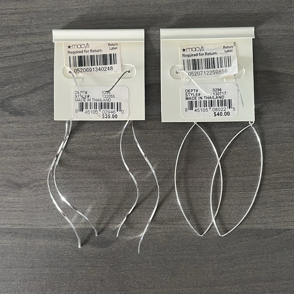 Two Pairs of Macy’s Sterling Silver Long Dangle Earrings - Picture 2 of 3